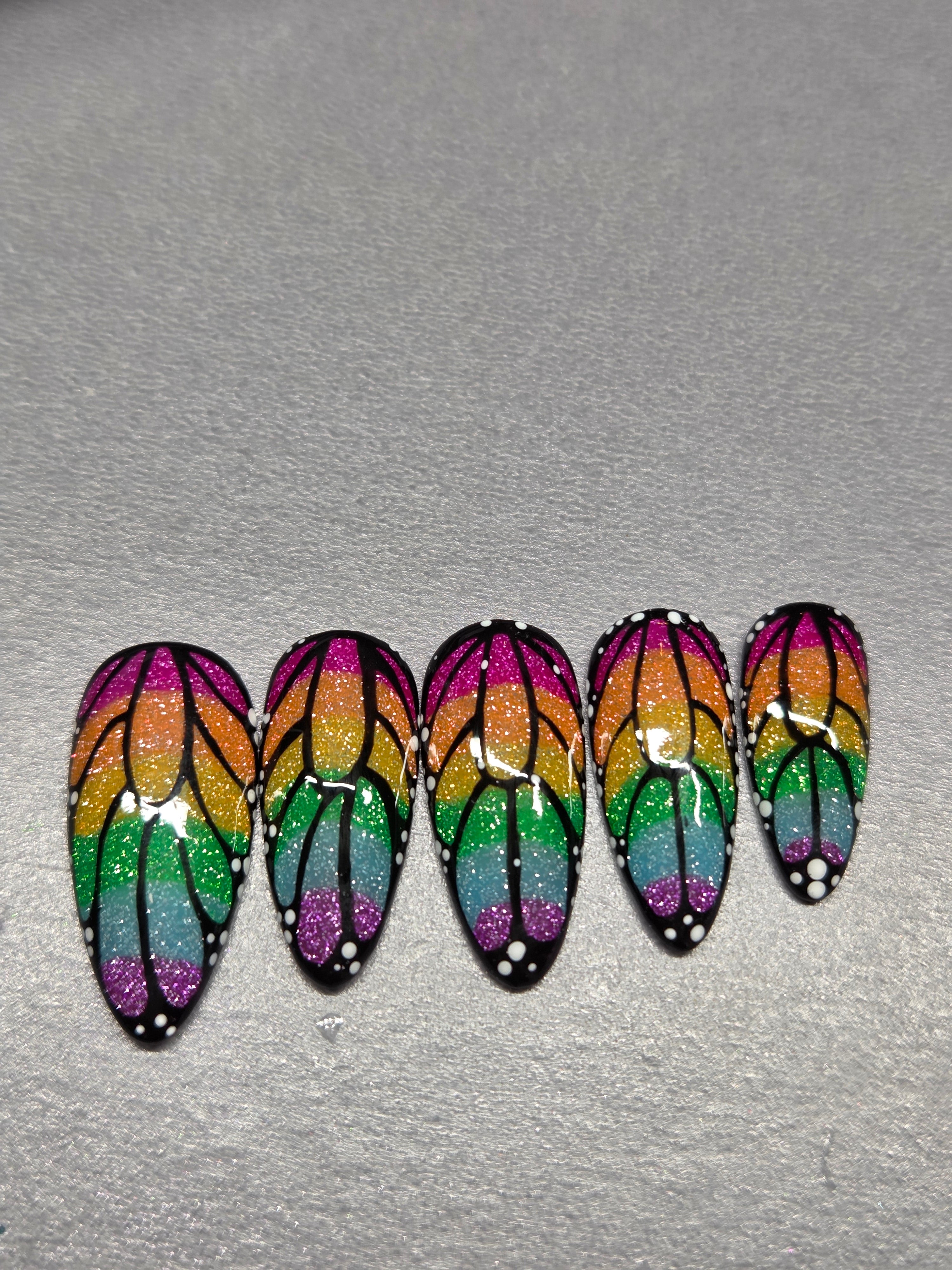 Reflective rainbow butterfly wings